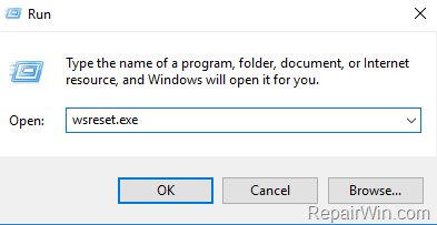 reset windows store cache