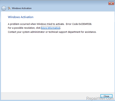 Activation Error 0x80072f78 - fix