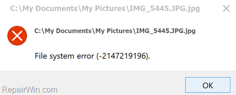 FIX: 2147219196 File system error in Photos app