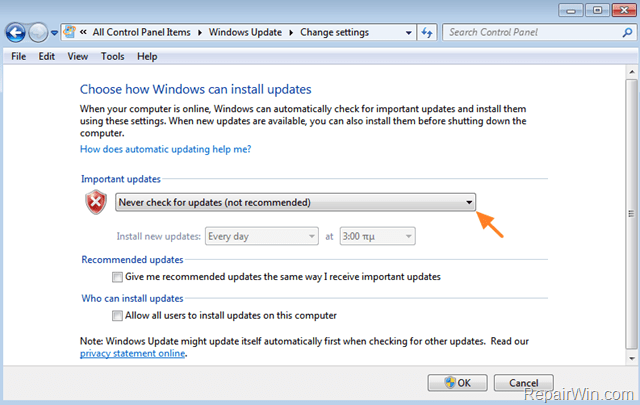 disable windows 7 updates