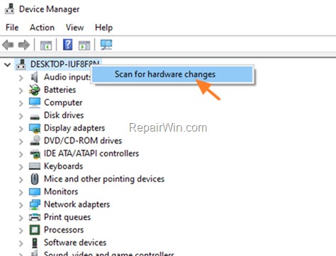Scan for hardware changes