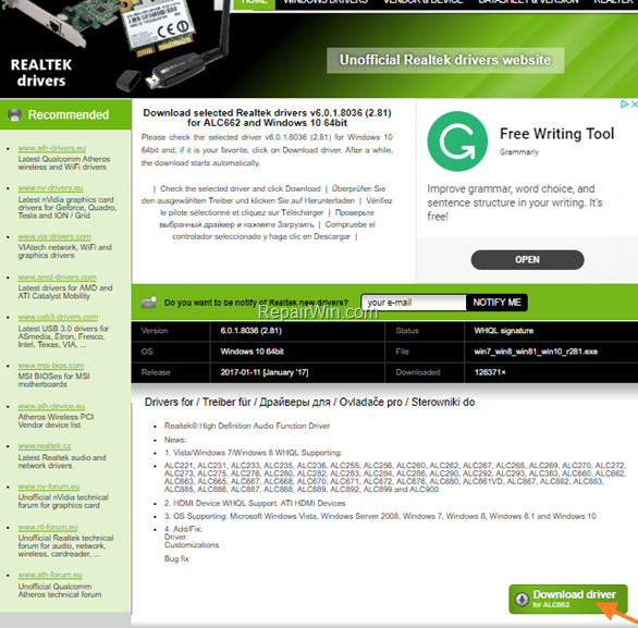 Download Realtek HD Audio Driver & Audio Manager v2.81 (64-bit)