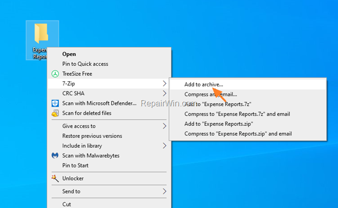 7zip Add to archive