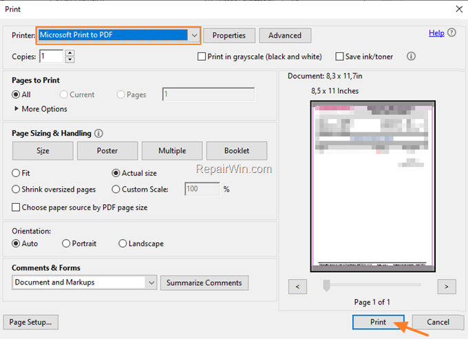 Microsoft Print to PDF