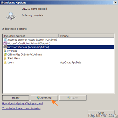 Outlook Search Not Working