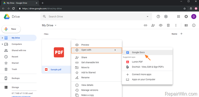 convert pdf to word google docs