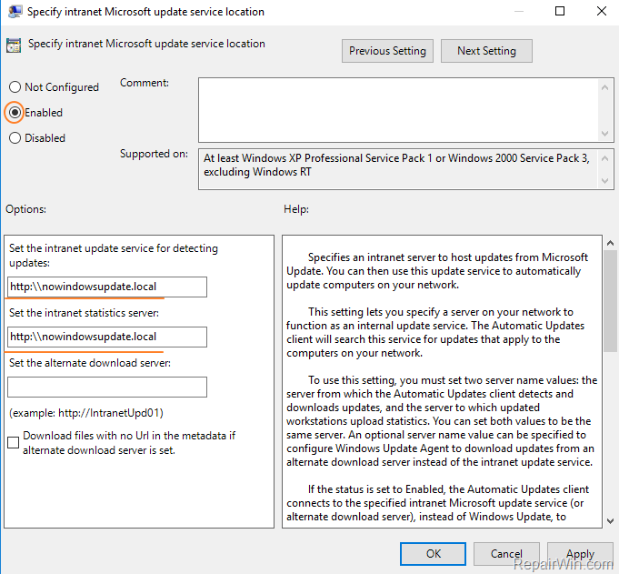 block updates windows 10 group policy