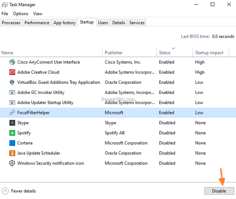 remove startup programs