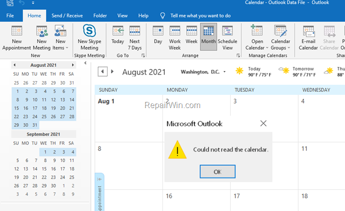 FIX: Could not read calendar in Outlook 365/2019/2016 (Solved) – Qnet88