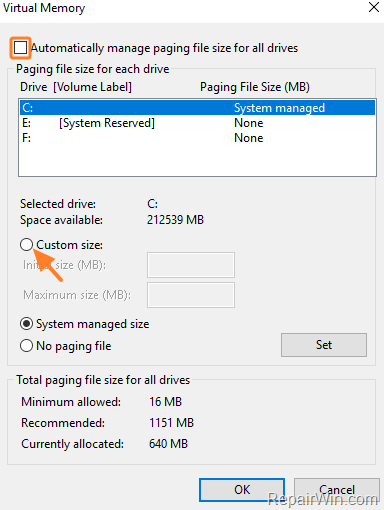 virtual memory windows 10