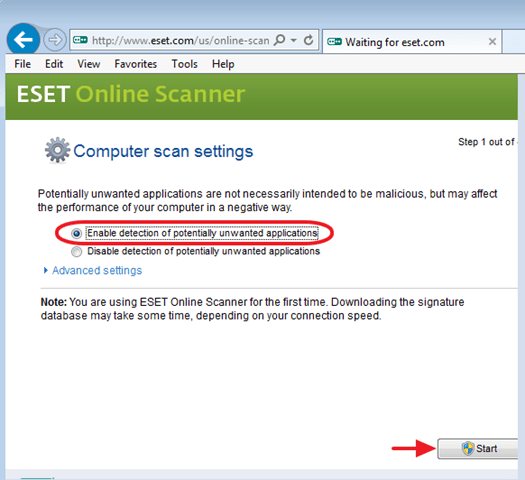 Eset Online Scanner 1