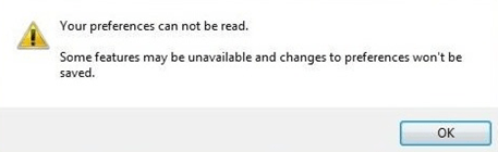 Preferences cannot be read-chrome