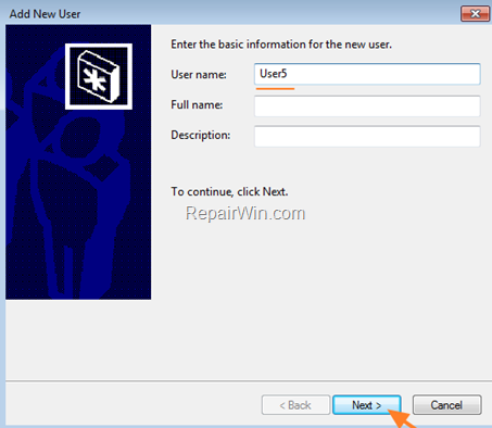create new account windows 7
