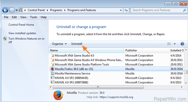 remove firefox