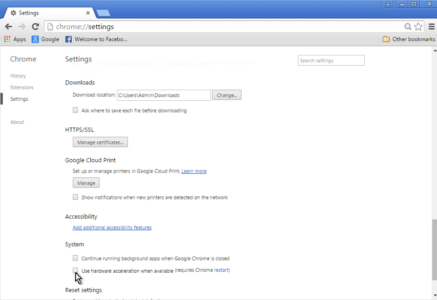 chrome disable-hardware-acceleration