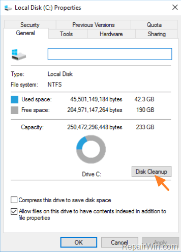 Disk cleanup Windows 10
