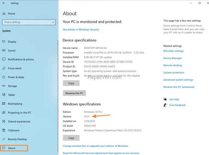 check windows 10 version