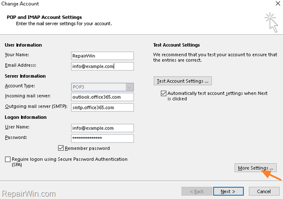 Account - More Settings