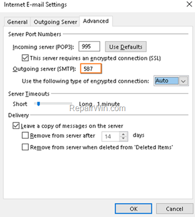 Change SMTP Port and Encryption