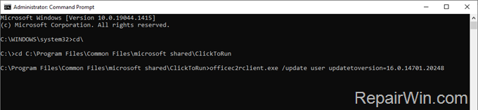 Revert to Previos Version of Office