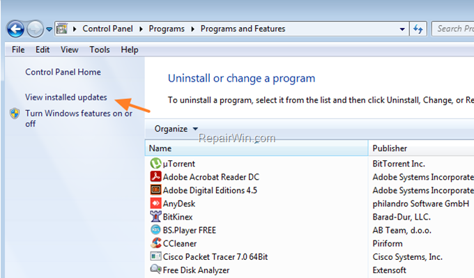 View Installed Updates