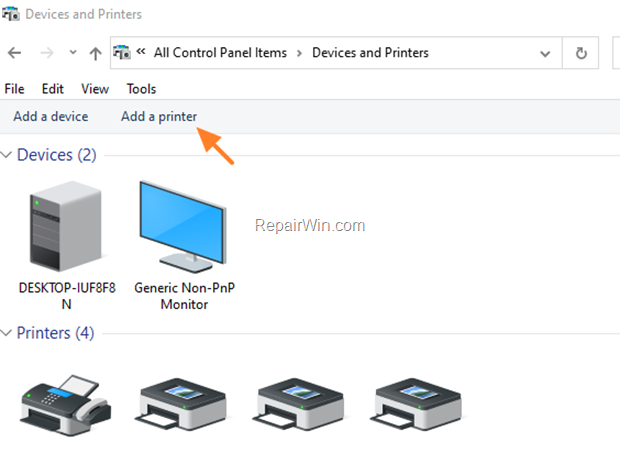 Add Printer Windows 10