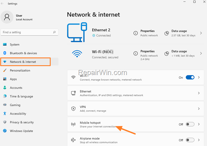 create mobile hotspot windows 11