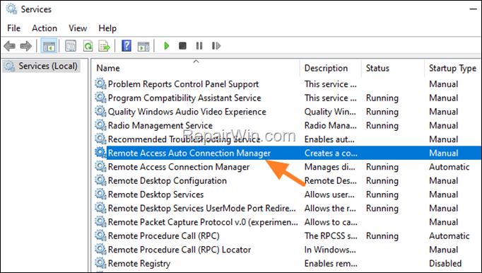 FIX Remote Access Connection Manager failed to start