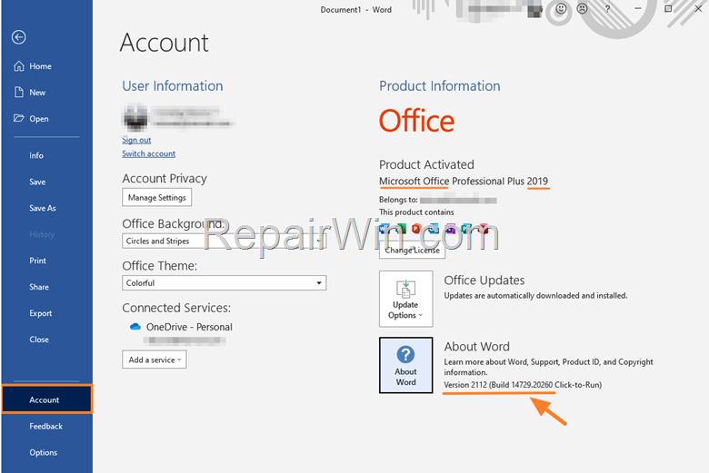 View Office Version