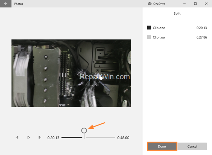 split video in photos app