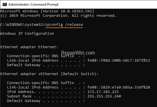 reset tcp-ip settings