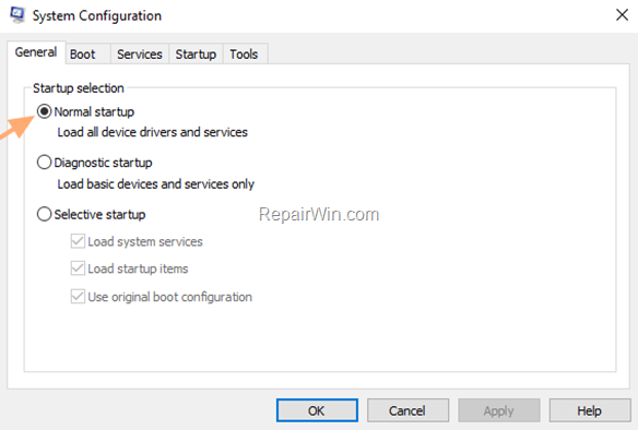 normal startup windows