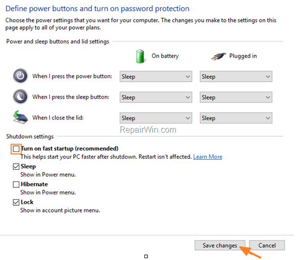 Turn Off Fast Startup Windows 10