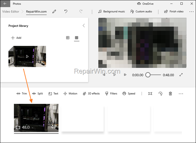 drag video to storyline