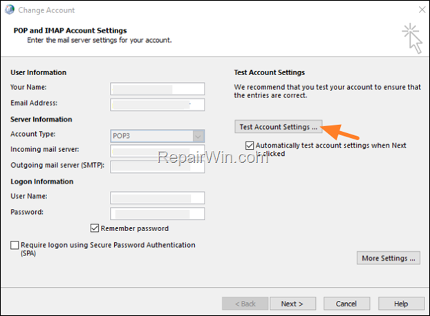 test email settings