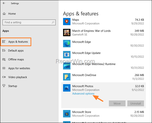 Microsoft Photos Repair-Reset