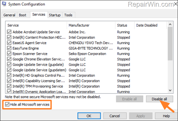 System Configuration utility