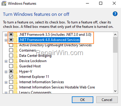 Install Net Framework Windows 10