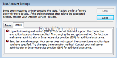 Server does not support the connection encryption type you have specified in Windows 7