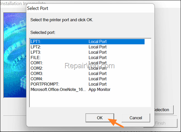 manual printer port selection