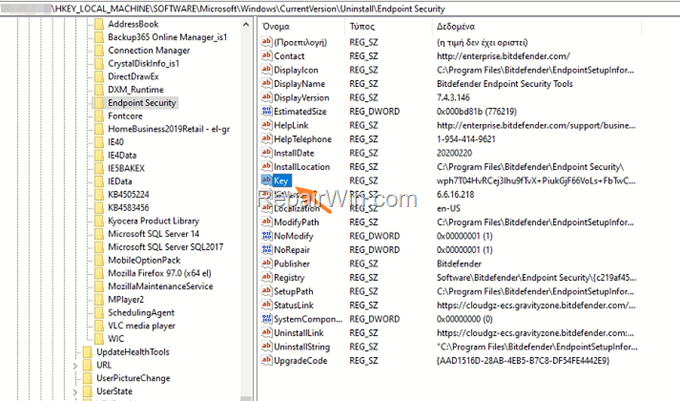 Remove Bitdender Password from Registry