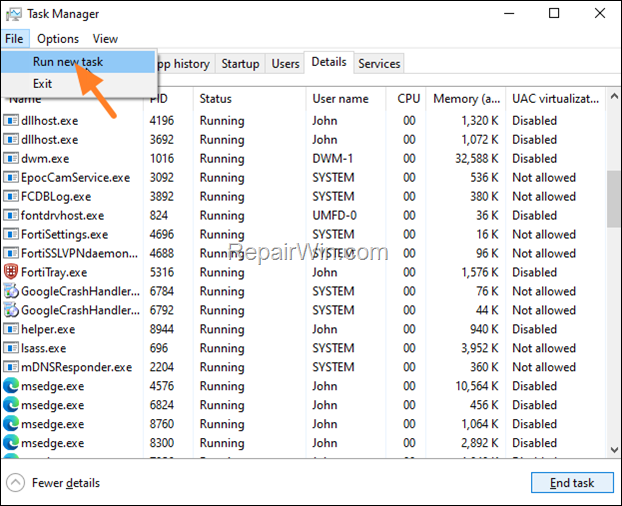 run new task