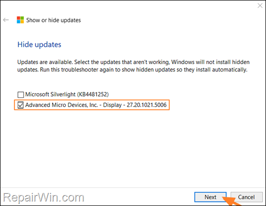 hide updates
