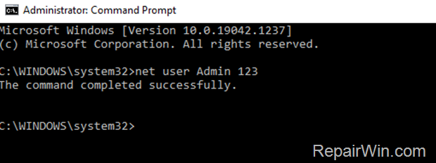 change password in command prompt