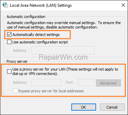 NO PROXY SETTINGS