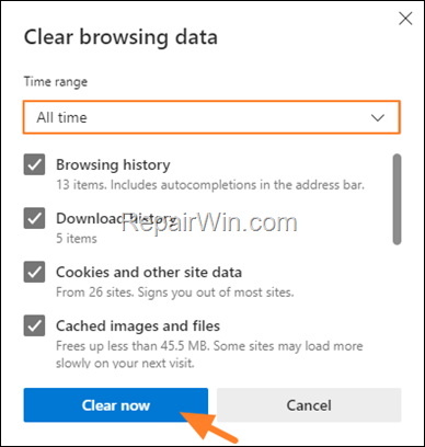 Ho to clear Edge browsing data Edge