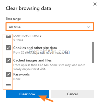 How Clear Browsing Data Cache and Passwords in Edge