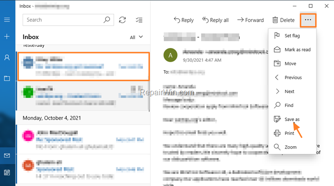 How to Backup Messages in Windows 10 Mail App