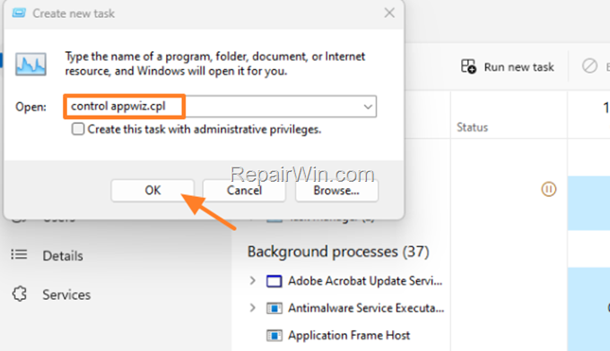 control appwiz.cpl