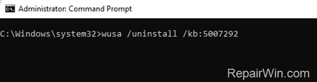 How to Uninstall Updates from Command Prompt